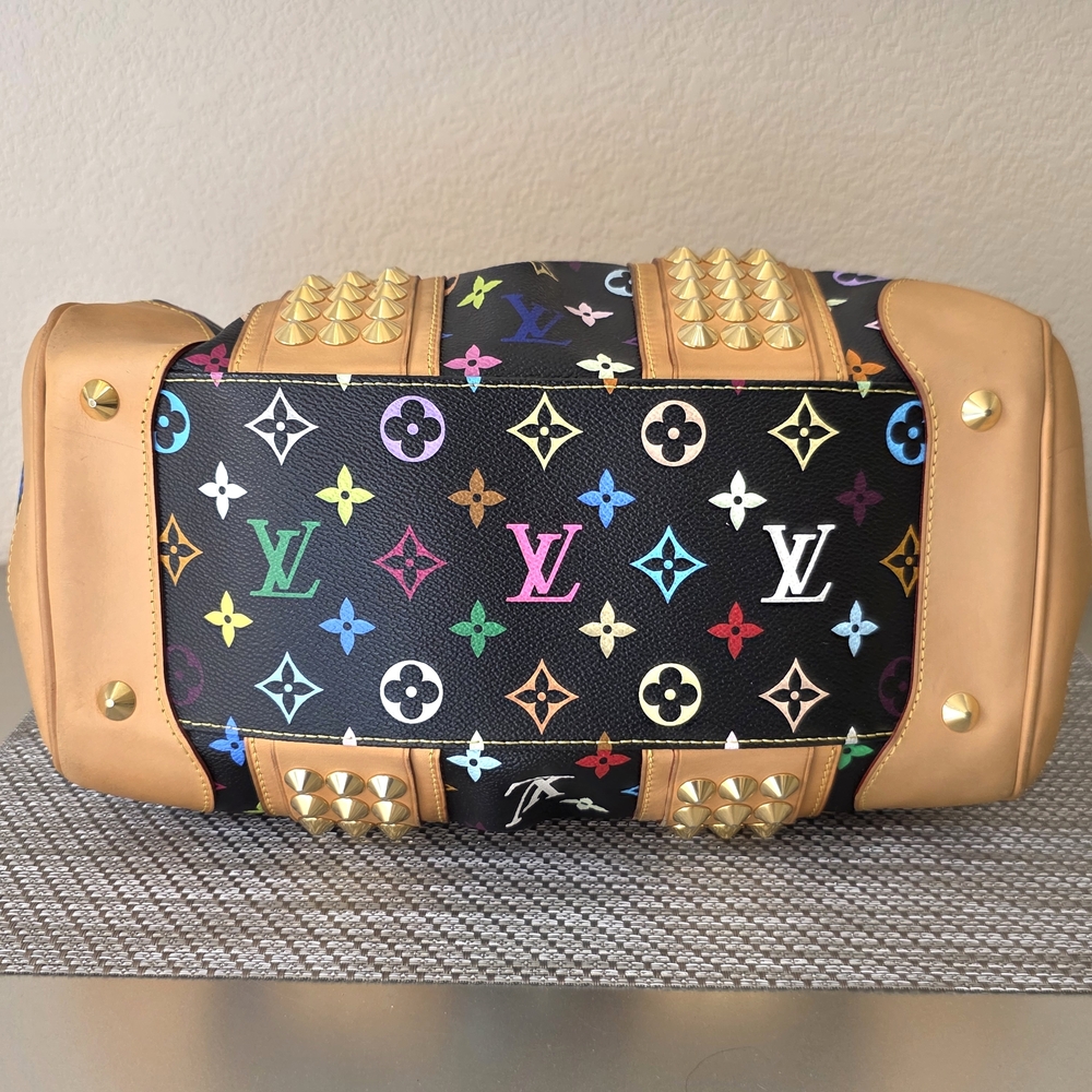 Louis Vuitton Black Monogram Multicolor Murakami Gold Studded Courtney Satchel - Picture 5 of 15